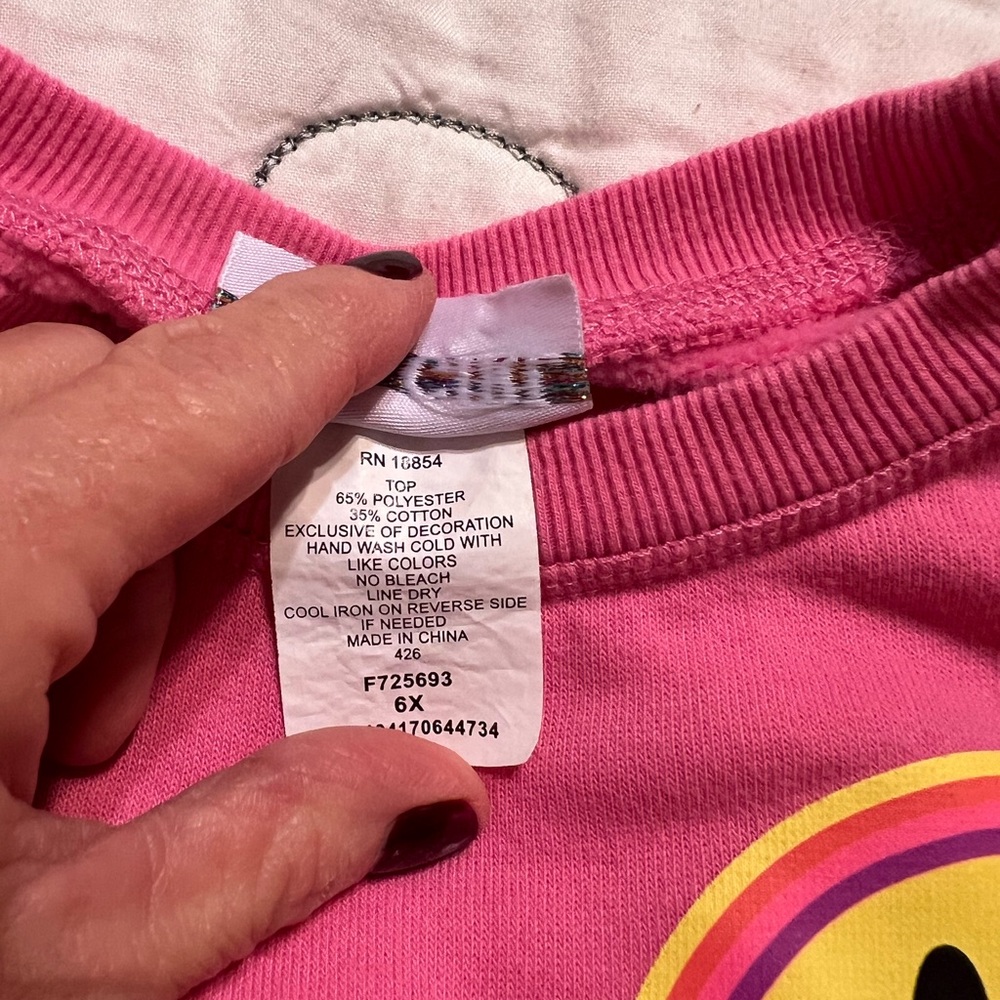 Kids Pink and Purple Smiley Face Matching Set Sweatsuit - Picture 3 of 6